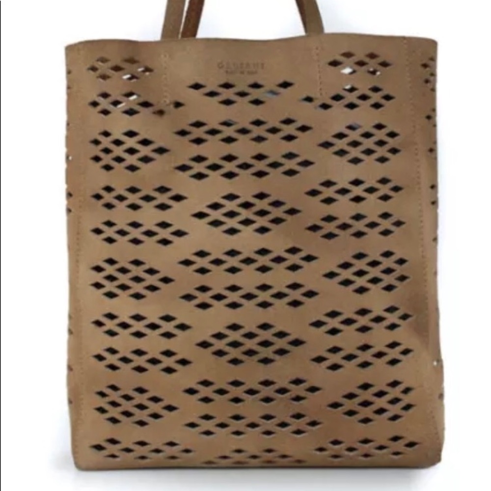 Orciani Tan Suede Perforated Open Top Tote